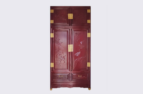 龙泉高端中式家居装修深红色纯实木衣柜